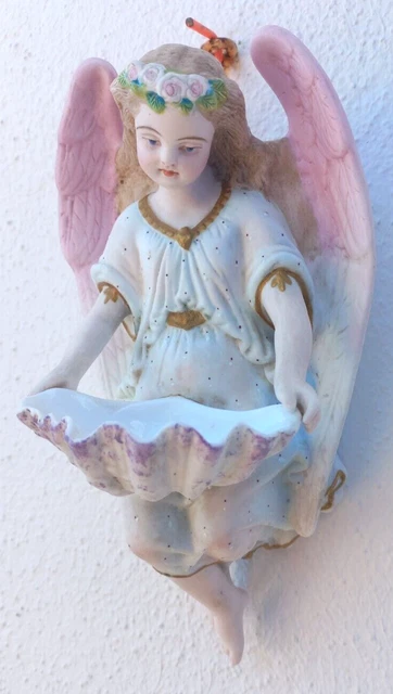 Benitier porcelaine Paris Ange au Bénitier d'époque 19ème