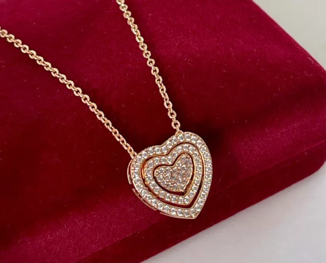 3 Piezas Collar de Corazón Colgante con Circonia Cristales 750er Oro 18K Dorado 2