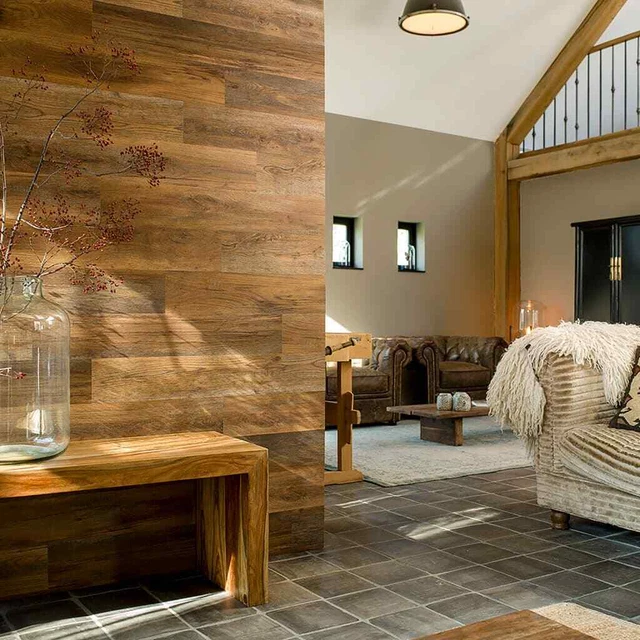 WallArt Planches d'aspect de bois Marron terre d'ombre