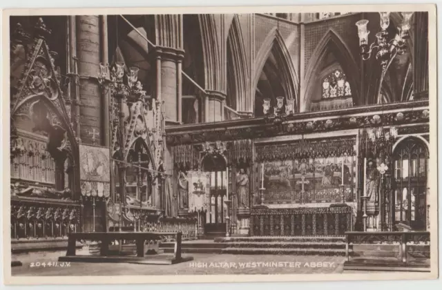 1930s RPPC High Altar Westminster Abbey London England UK Real Photo Postcard