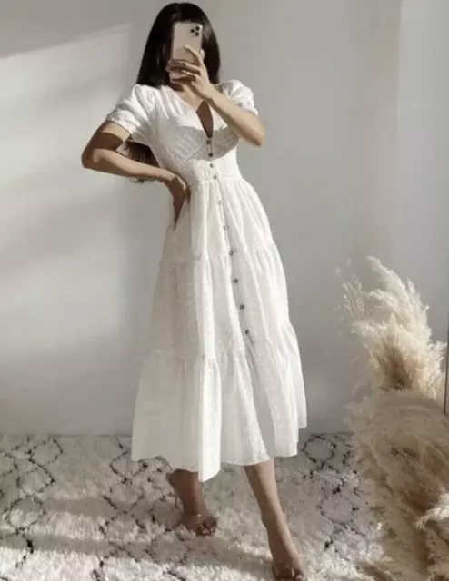 Dress with cutwork embroidery zara cheap