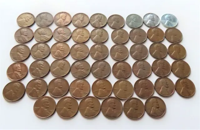 Complete 1941 - 1958 P D S Lincoln Wheat Penny Cent Collection Set - 51 Coins