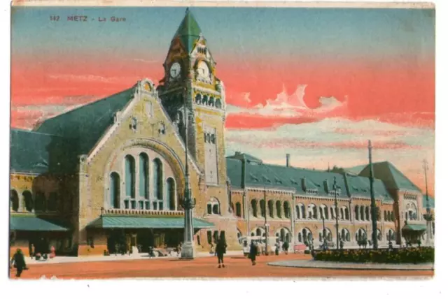 57-38 cpa Metz - Gare couleur