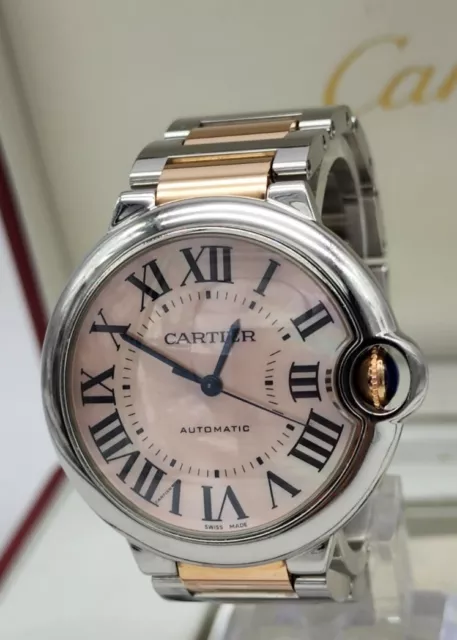 Cartier Ballon Bleu 18K Rose Gold/ SS Pink MOP Dial Ladies 36mm Automatic 3284