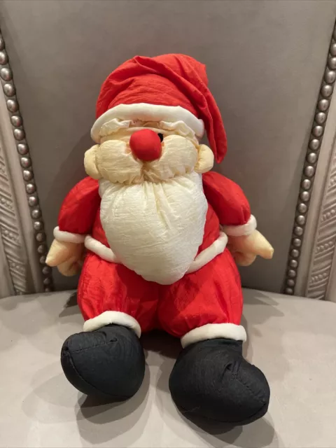 1990 Prestige Toy Corp Santa Nylon Plush Stuffed Christmas 9"