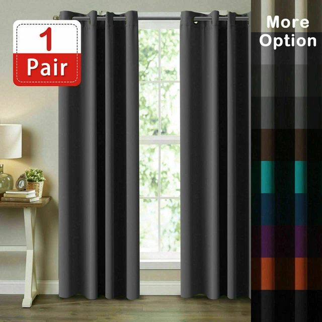 2X BLOCKOUT CURTAINS Blackout Window Curtain Draperies Pair Eyelet for