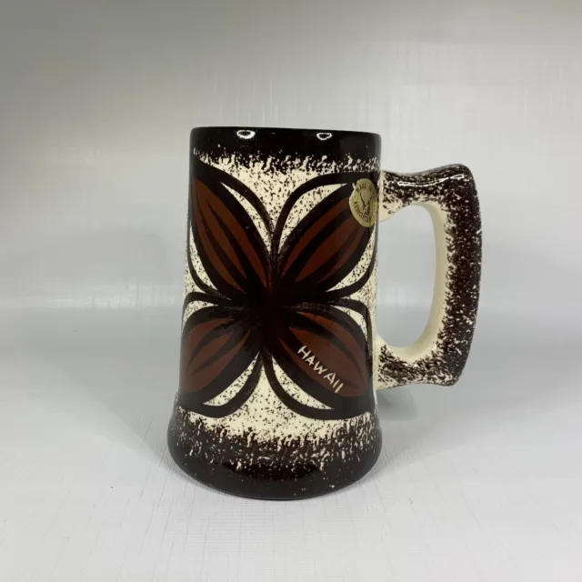 Vintage Signed Floral Hawaiian Ceramic Coffee Mug Beer Stein NWT