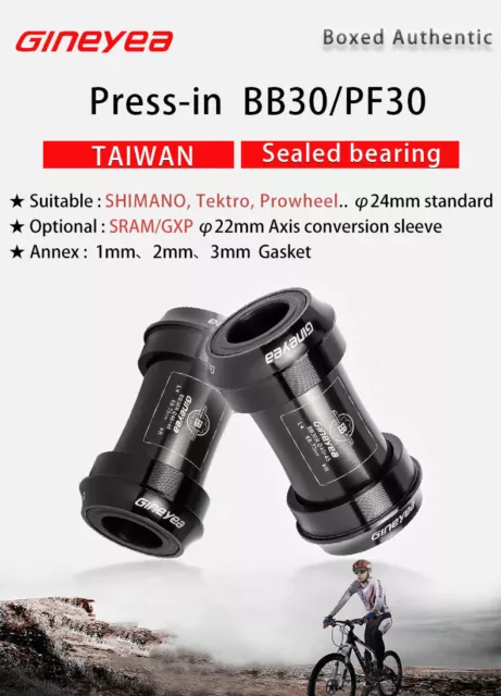 Gineyea BB30 PF30 Bottom Bracket Sealed Press-fit MTB Bike Holowtech XT Sram Gxp 3