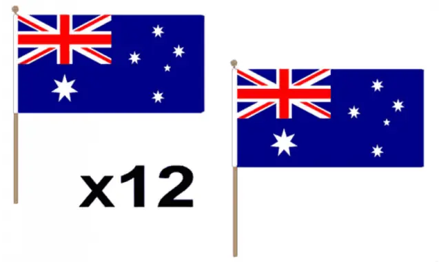 Pack Of 12 Australia Hand Flags 9 x 6" - Party Conferences Office Display