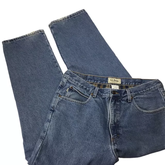 L.L. BEAN FLANNEL Lined Jeans Classic Fit Men's 36 x 30 Blue Denim ...