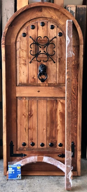 Rustic reclaimed solid Doug Fir door castle ironwork U choose size storybook
