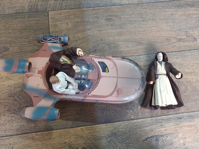 Star Wars Black Series Land Speeder Loose & Luke Skywalker & Obi Wan Figures