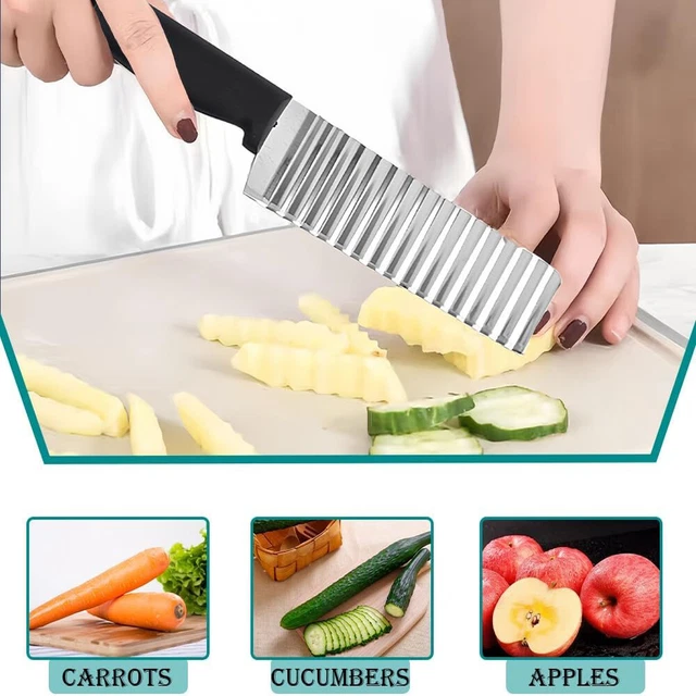 KITCHEN POTATO CHIPS Salad Vegetable Crinkle Cutter Stain Waves Shape