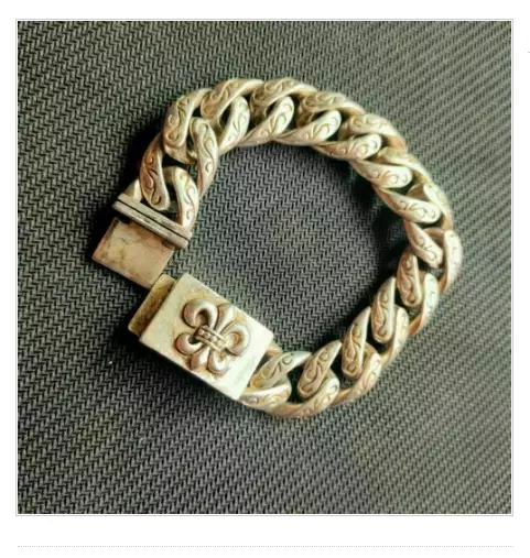 Cool Chinese Old Tibetan Silver Hand Carving Bracelet Collect