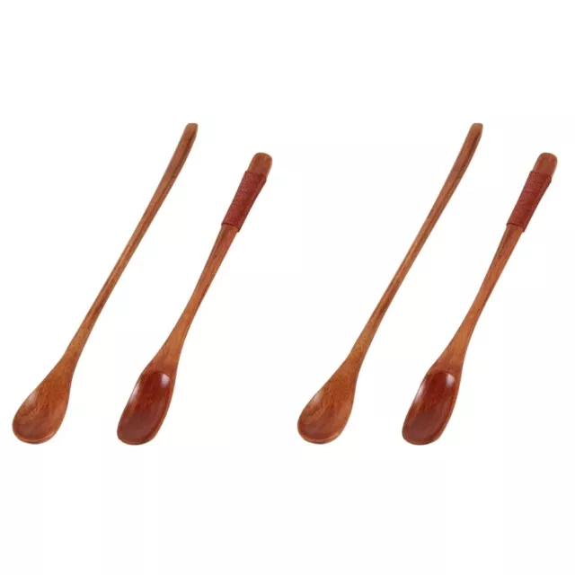4 PCS M Wooden Coffee Stirring Spoon with Japanese Style Teaspoon for