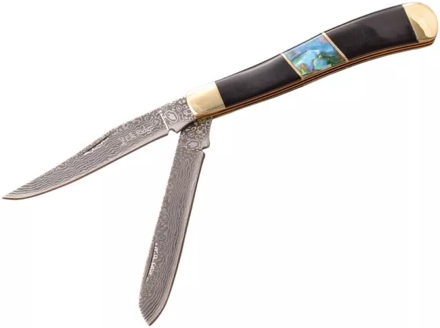 Elk Ridge Trapper Pocket Knife Stainless Steel Blade Pakkawood/Abalone Handle