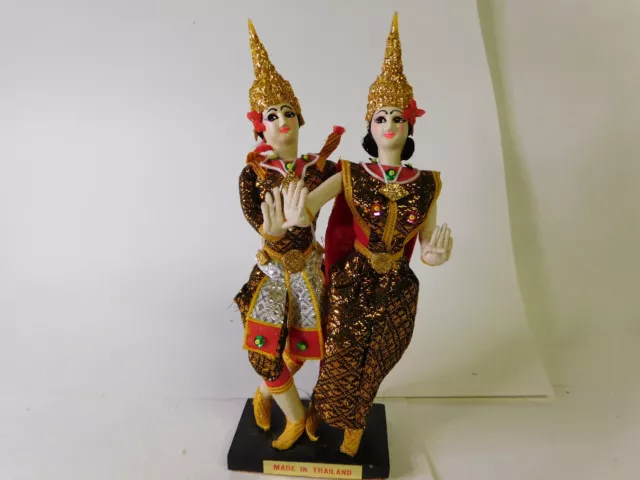 Vintage Thailand Dancing dolls on a stand Made in Thailand