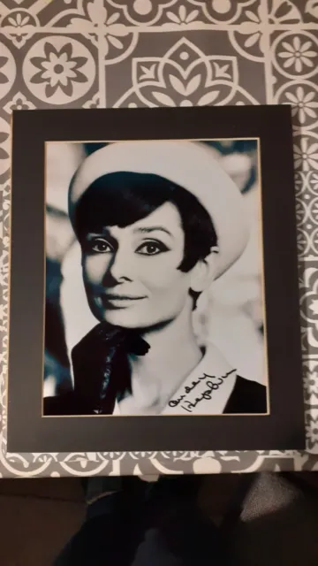Signed, Audrey Hepburn  Photograph ,10x8 inches. Mounted.