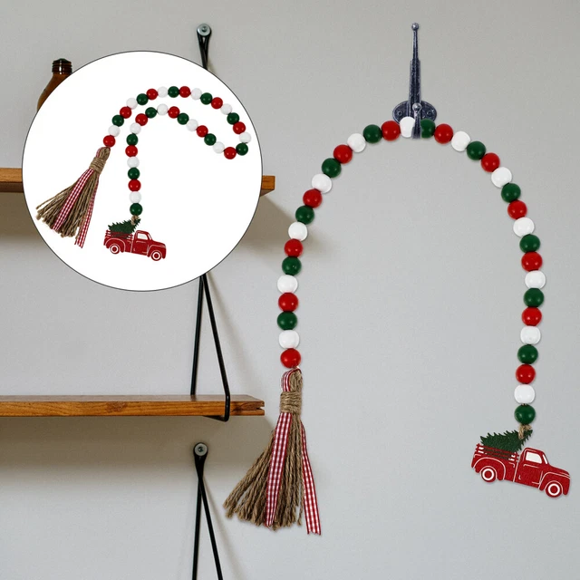 1 stück Weihnachten Holzperlen Quaste Anhänger DIY Hängende Verzierung Hanfseil