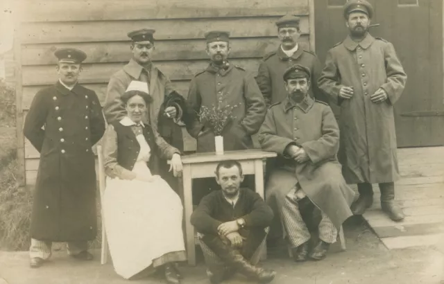 Soldaten-Portrait, Feldlazarett Pillau, Foto-Feld-Postkarte 1916, Rot Kreuz