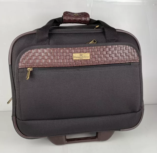 TOMMY BAHAMA Luggage Rolling Carry On Travel Laptop Bag Black Brown Randa 17”