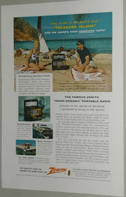1956 Zenith TRANS OCEANIC advertisement for ZENITH Trans Oceanic shortwave radio