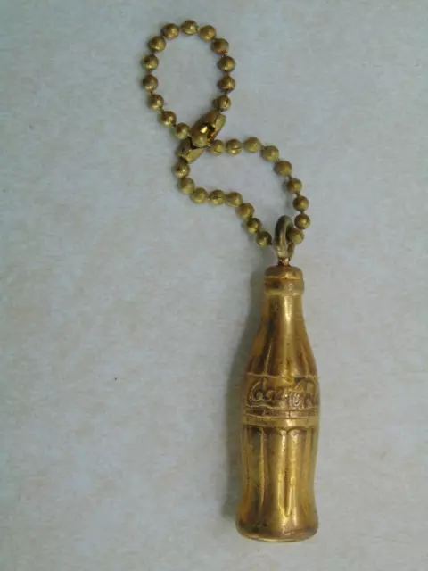 RJ79 Vintage Keychain Gold toned Coca Cola Coke Bottle