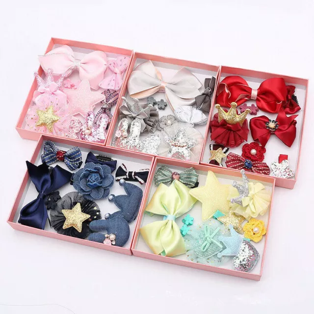 10Pcs/set Baby Girl Hair Clip Bow Flower Barrettes Party Kids Hairpins Headwear