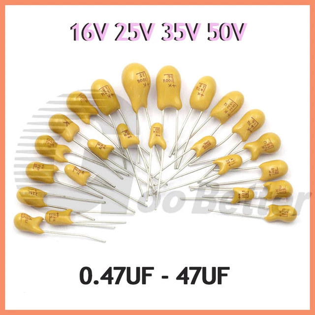 thumbnail interactive-video image 1 of Uxcell 3.3uF Tantalum Capacitor, 50V 2 Pin Yellow Radial Electrolytic Capacitor Dipped Tantalum Bead Capacitors 10pcs 1 of 11