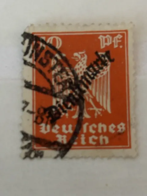 Deutsches Reich, Briefmarke 1924 Reichsadler 10 Pfennig, Stempel Mitte Links