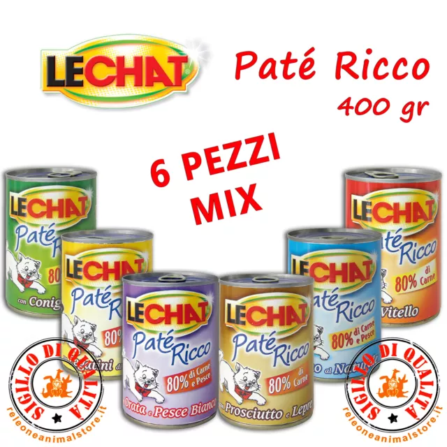 LECHAT Patè Ricco Gatto 6X400 gr Gatti pate' Scatolette Gatto