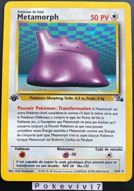 Pokemon Card METAMORPH 3/62 HOLO Fossil Wizard Edition 1 FR