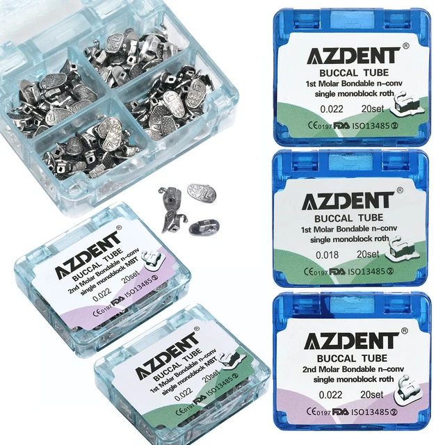 AZDENT 5X Tubo Orale Ortodontico Dentale 1° Molare Incollabile Non Conv - Foto 8