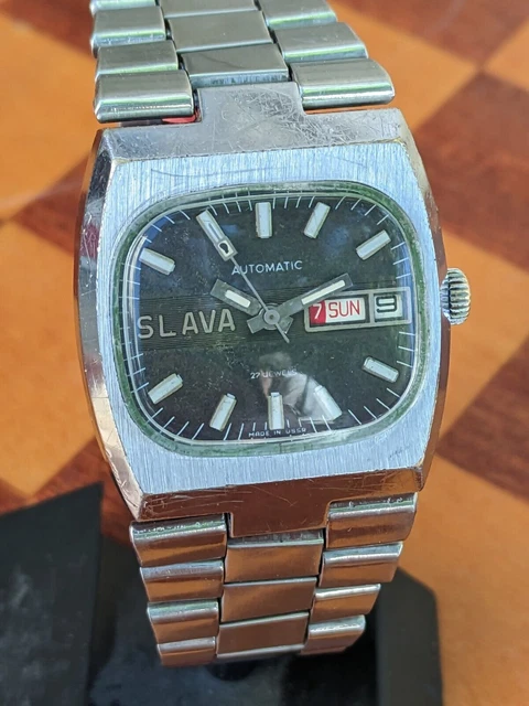 Vintage Uhr Slava Tank Day Date UdSSR mechanische Armbanduhr