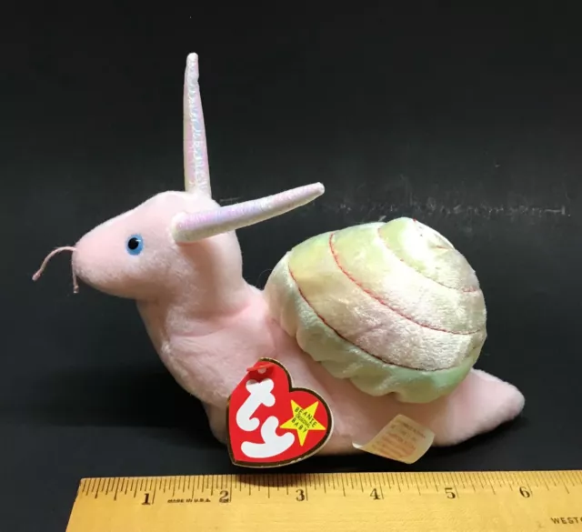 Super Cute Ty Beanie Baby "Swirly" The Snail 6 inch 1999 Plush w/tag Xlnt Cond.