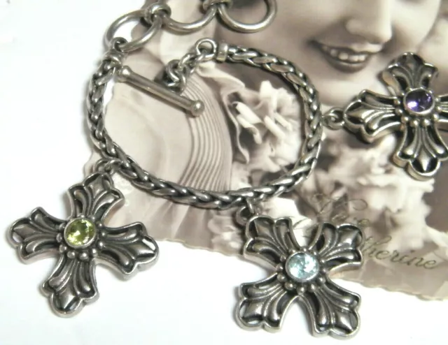 Maltese CRUSADER Cross Sterling BRACELET Wheat Rope Fleur de Lis Chrome Hearts