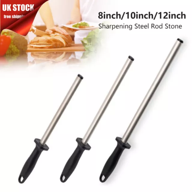 8/10/12" Diamond Knife Sharpening Steel Sharpener Rod Stick for Butcher Chefs UK