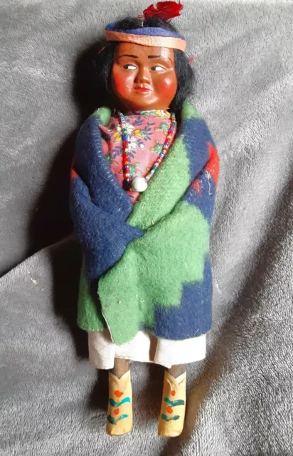 Vintage Skookum  Indian Native American Girl doll 10" tall