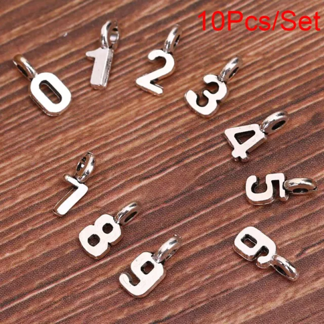 10Pcs/Set Alloy Mix Arabic Numerals Charms Pendant Jewelry DIY Making CrEL