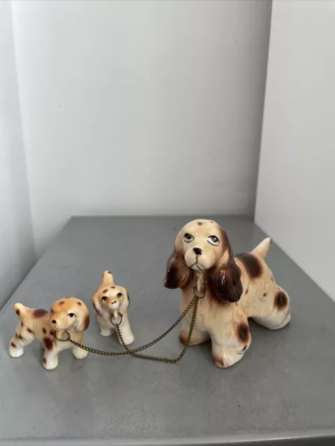 Vintage Spaniel Dog Trio Figurines