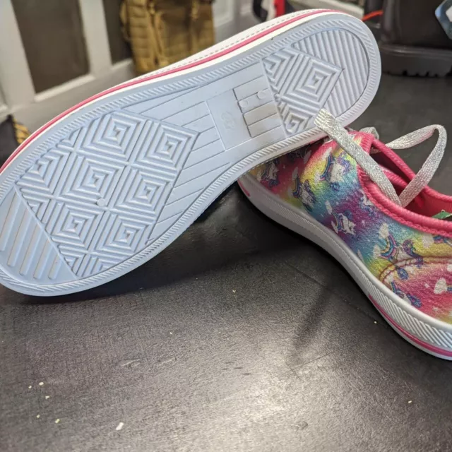 Nuove scarpe in tela multicolore Laura Ashley per ragazze unicorno taglia 4 nuovissime 3