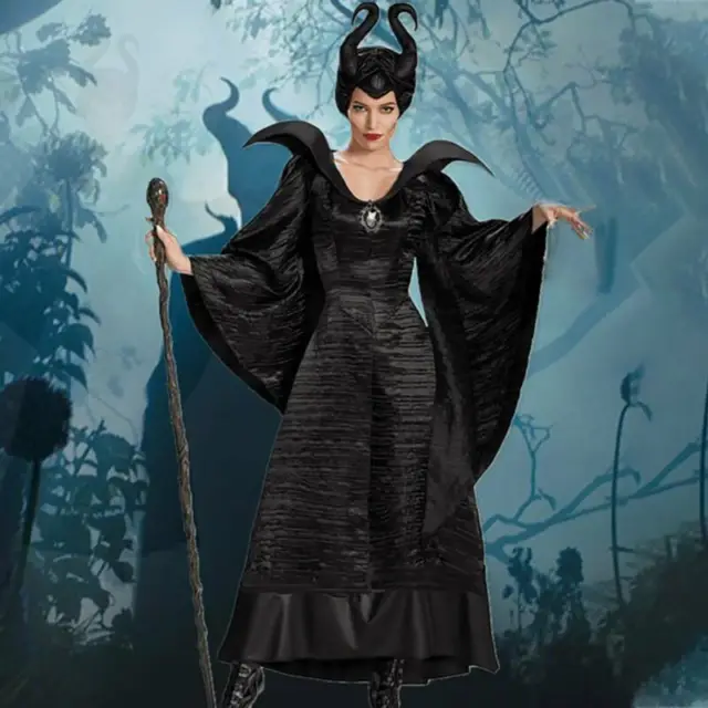 Women Ladies Maleficent Witch Evil Queen Cosplay Costume Halloween Fancy Dressב‎