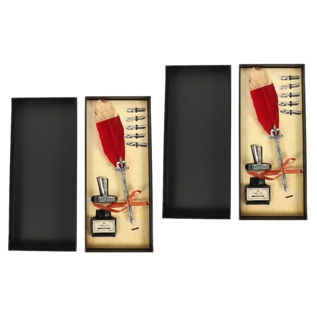 2 Sets Plume D'oie Stylo Ensemble Costume D'affaires Portable