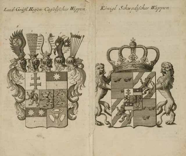 Hessen-Kassel / Königlich Schwedisches Wappen, um 1735, KSt. Unbekannt (18.Jhd)