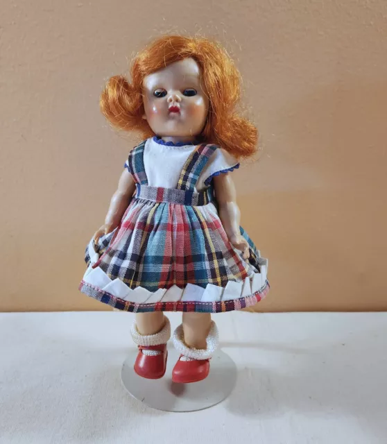 Vintage 1950'S Vogue Ginny Doll,  Strung, Auburn, Sl, Tagged Dress