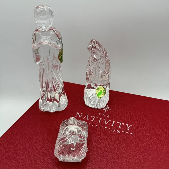 WATERFORD CRYSTAL HOLY Family Nativity Set Mary, Joseph and Baby Jesus