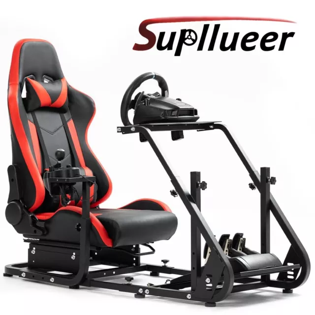 Supporto cockpit simulatore di corsa Supllueer con sedile rosso adatto per Logitech G920