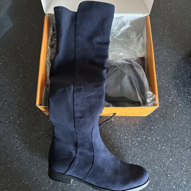 Unisa Over-the-Knee Navy Blue Faux Suede Boots - BRAND NEW IN BOX!