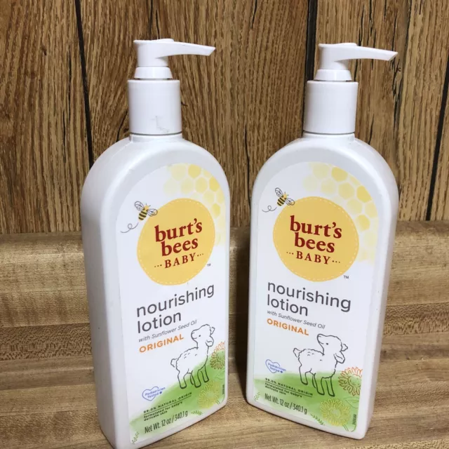 2 Pack Burt's Bees Baby Nourishing Lotion with Sunflower Seed Oil, Original 12oz