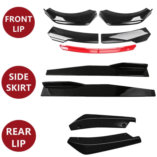 FRONT REAR BUMPER Lip Spoiler Diffuser Body Kit + Side Skirt Splitter
